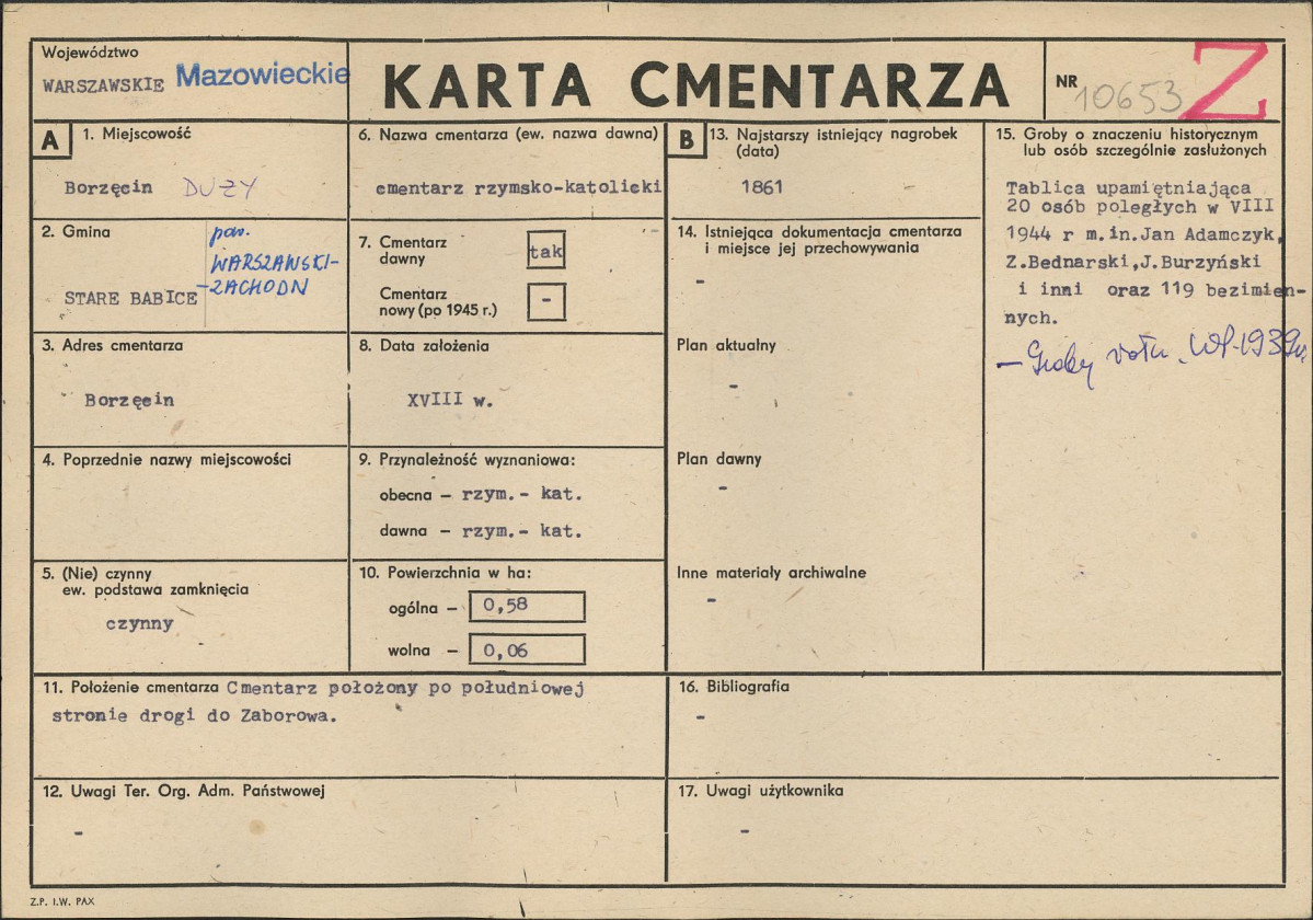 Karta cmentarza, skan nr 1