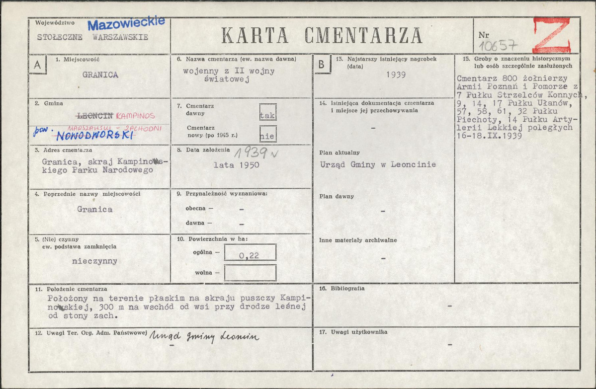KC - Karta cmentarza, skan nr 1