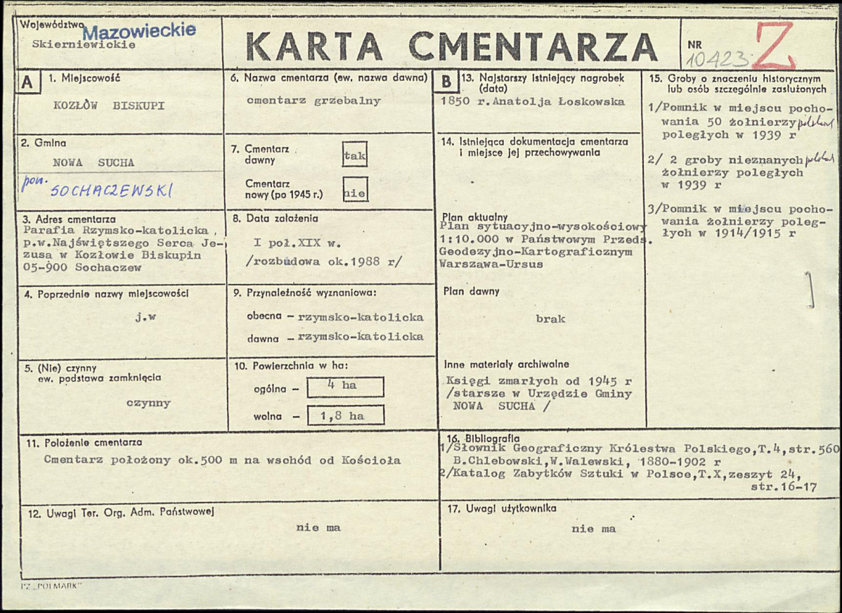 Karta cmentarza, skan nr 1