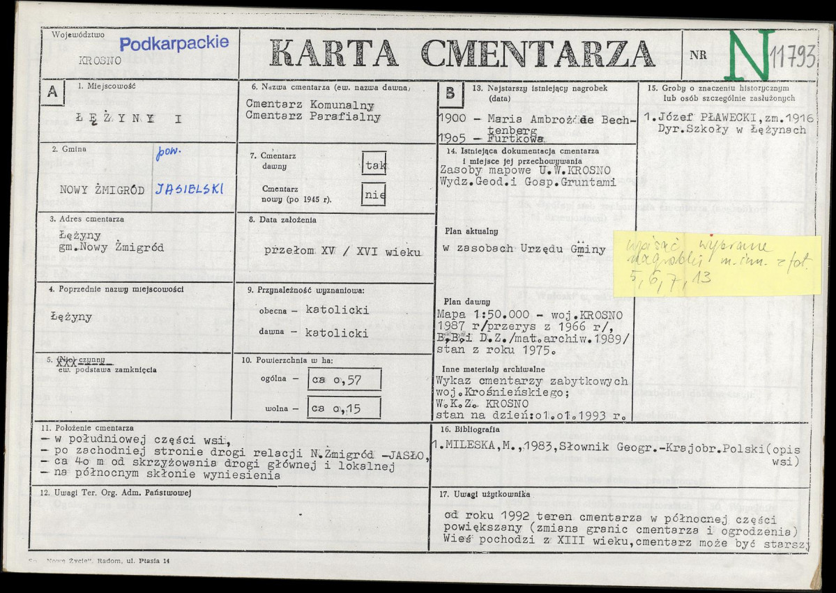 Karta cmentarza, skan nr 1