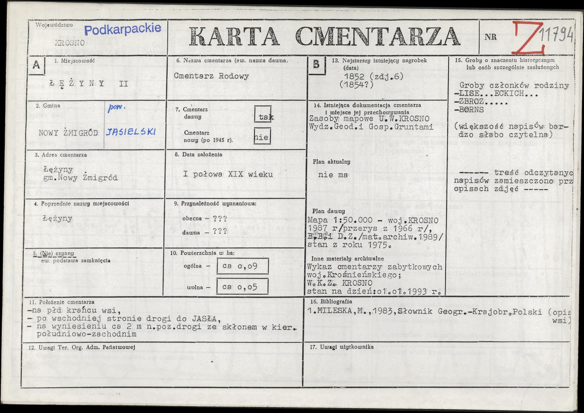 Karta cmentarza, skan nr 1