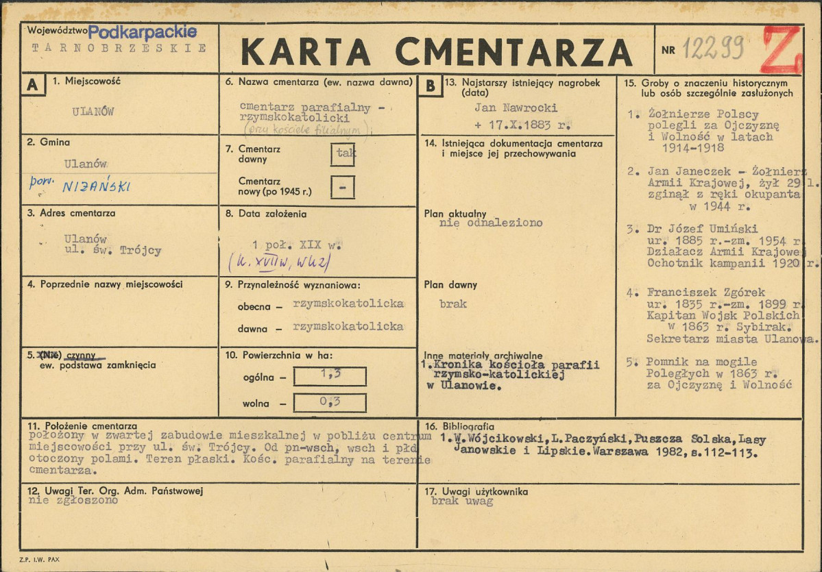 Karta cmentarza, skan nr 1