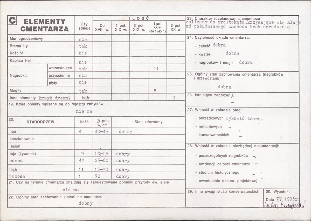 KC - Karta cmentarza, skan nr 2