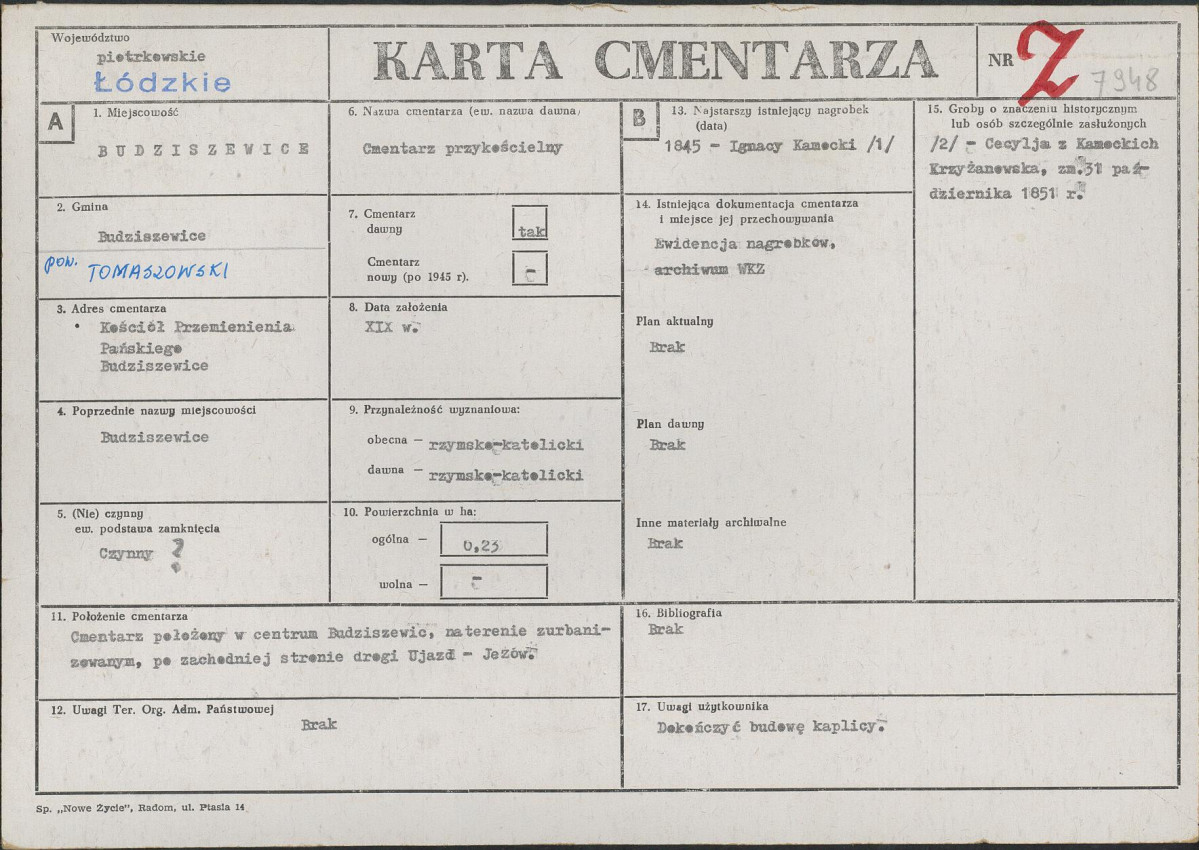 Karta cmentarza, skan nr 1