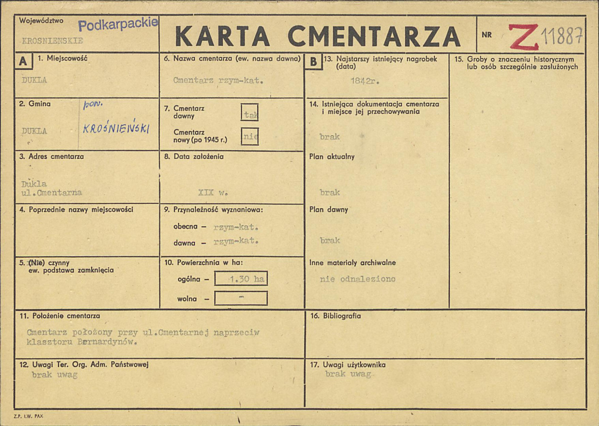 Karta cmentarza, skan nr 1