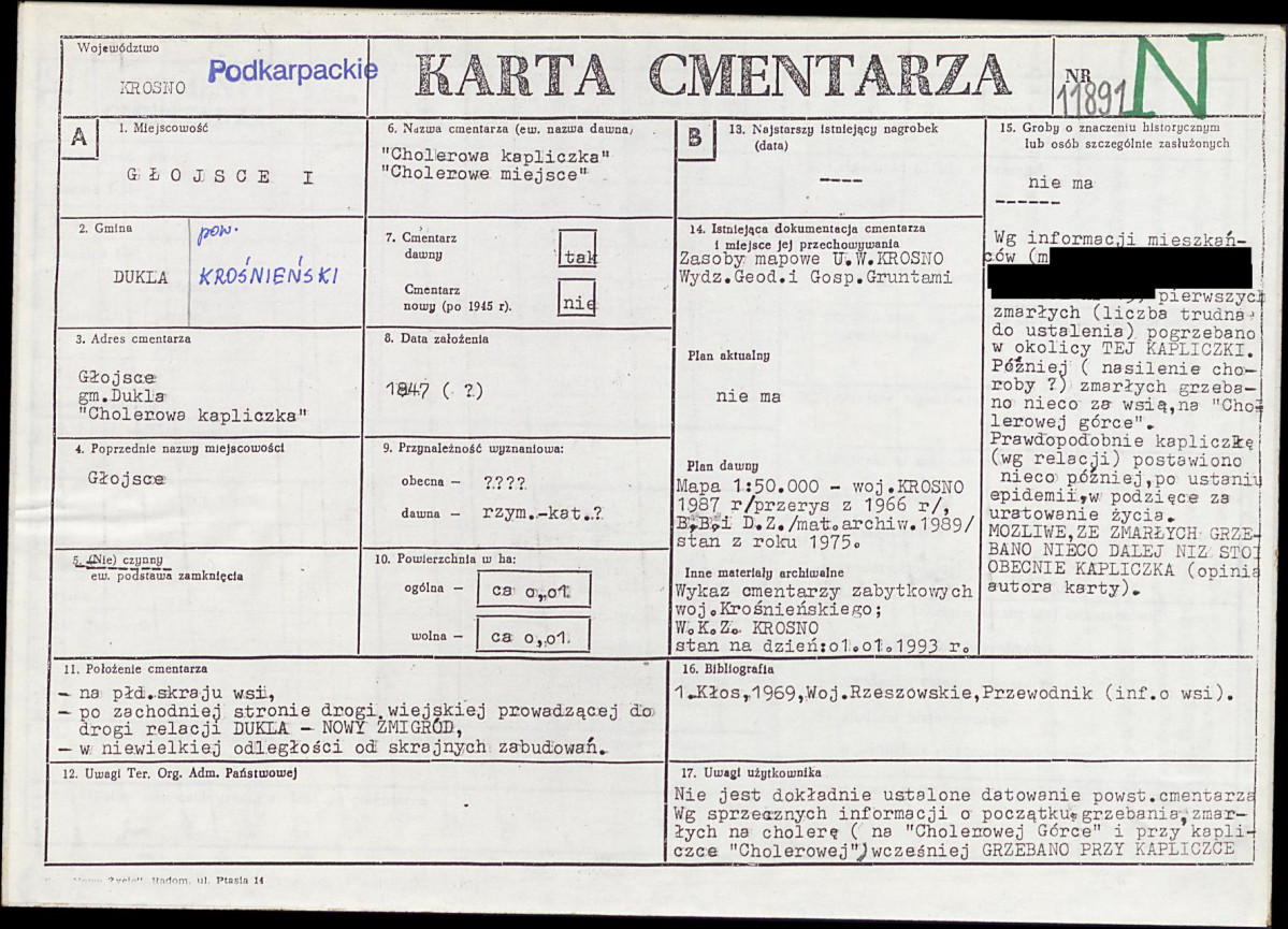 KC - Karta cmentarza, skan nr 1