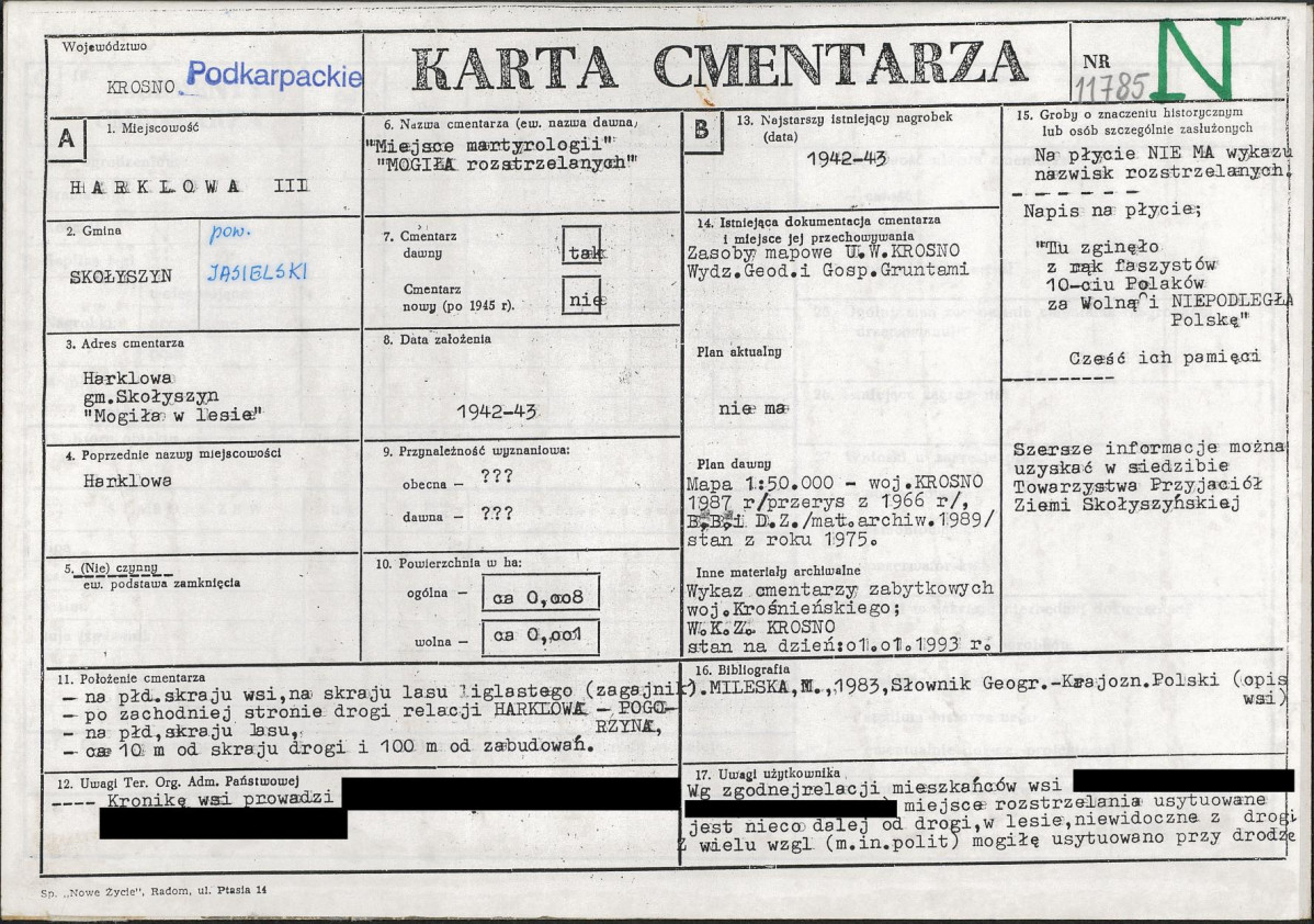 KC - Karta cmentarza, skan nr 1