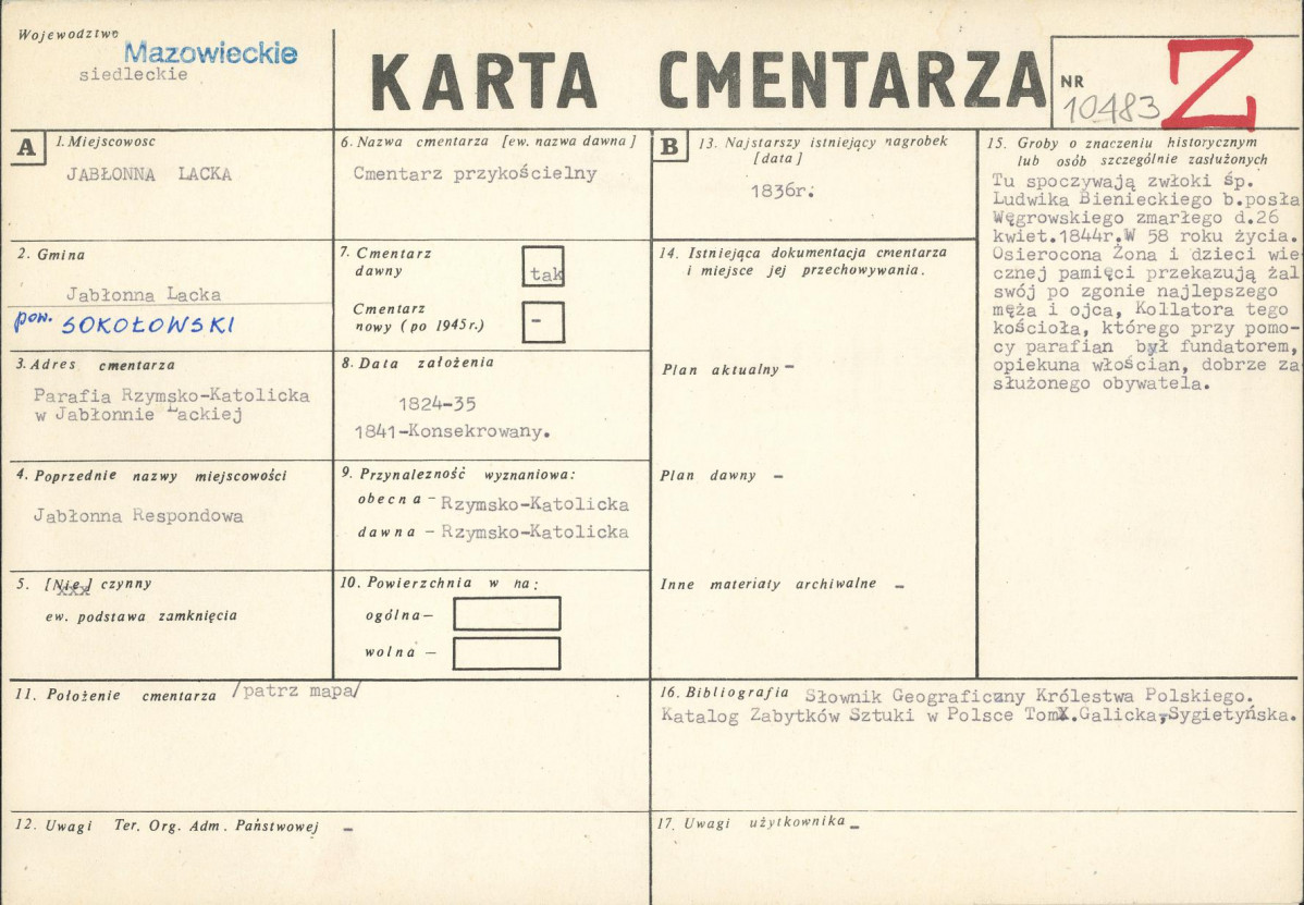 Karta cmentarza, skan nr 1