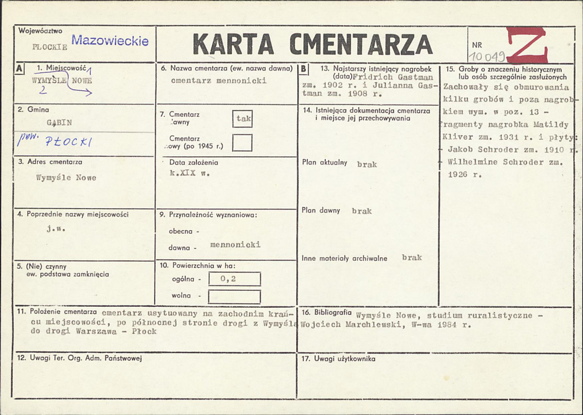 Karta cmentarza, skan nr 1
