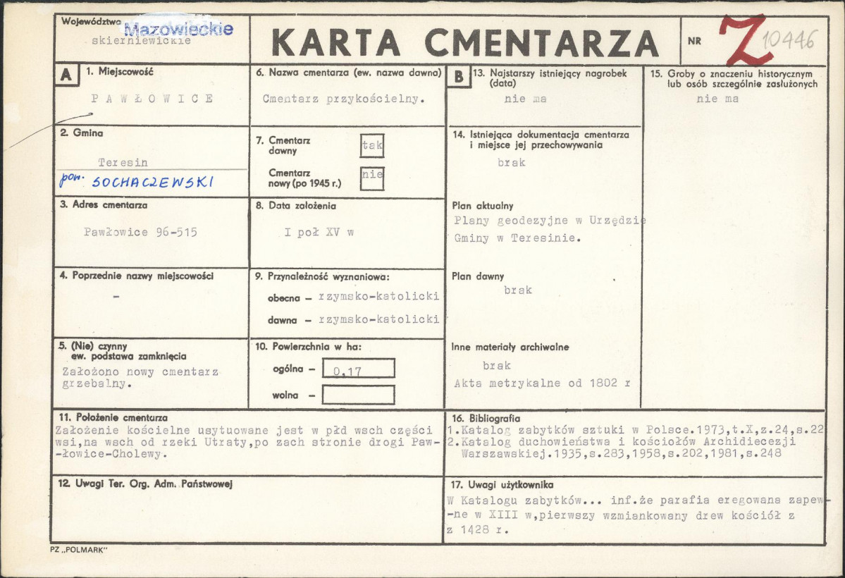 Karta cmentarza, skan nr 1