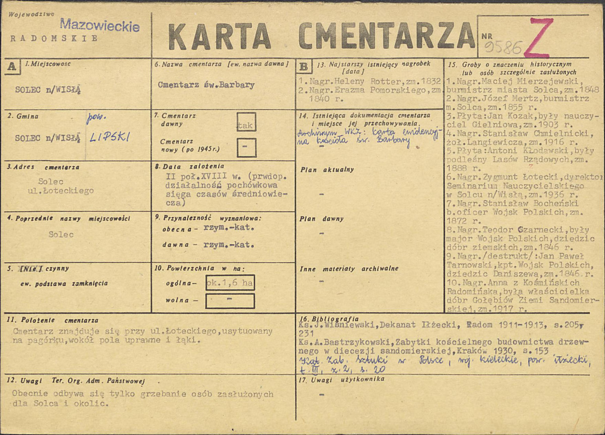 KC - Karta cmentarza, skan nr 1