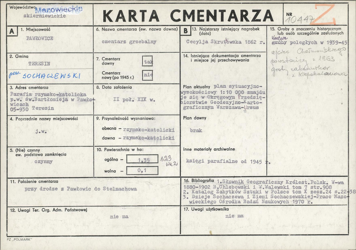 Karta cmentarza, skan nr 1