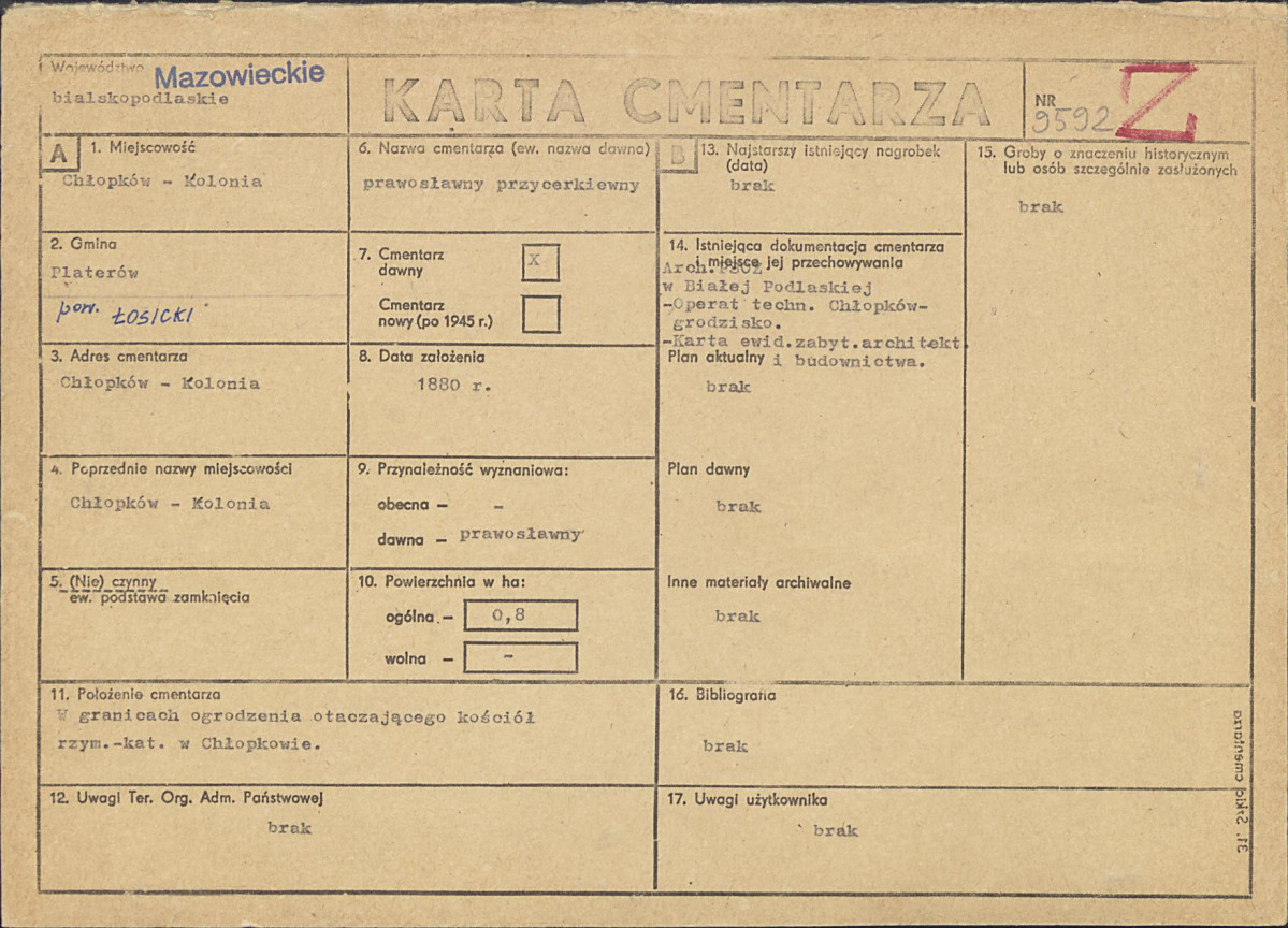 KC - Karta cmentarza, skan nr 1