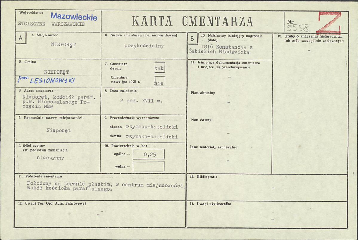 KC - Karta cmentarza, skan nr 1