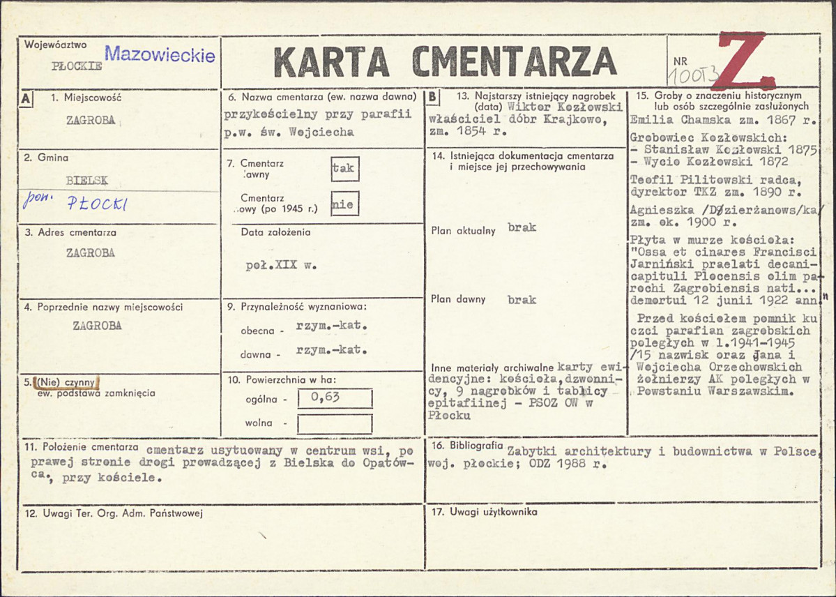 Karta cmentarza, skan nr 1