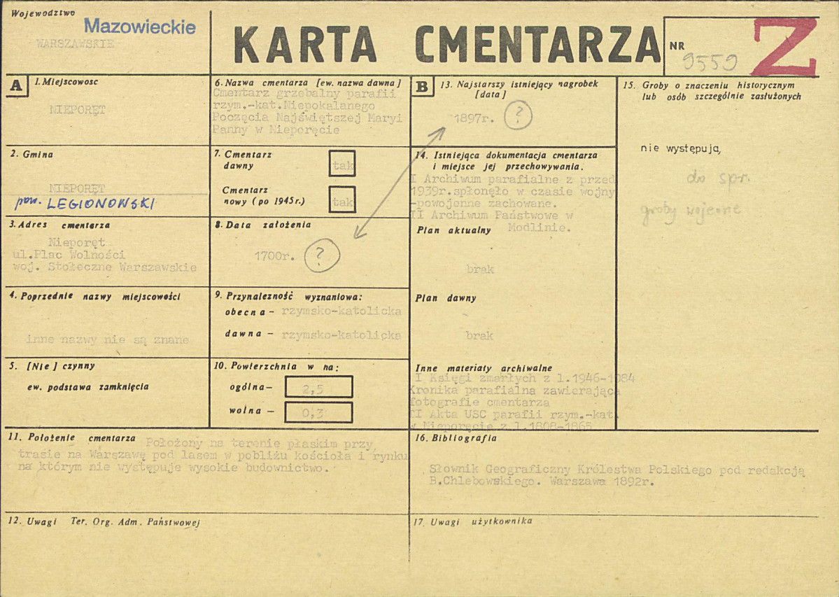 KC - Karta cmentarza, skan nr 1