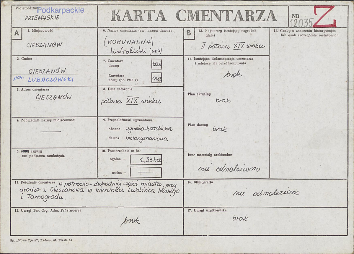 Karta cmentarza, skan nr 1