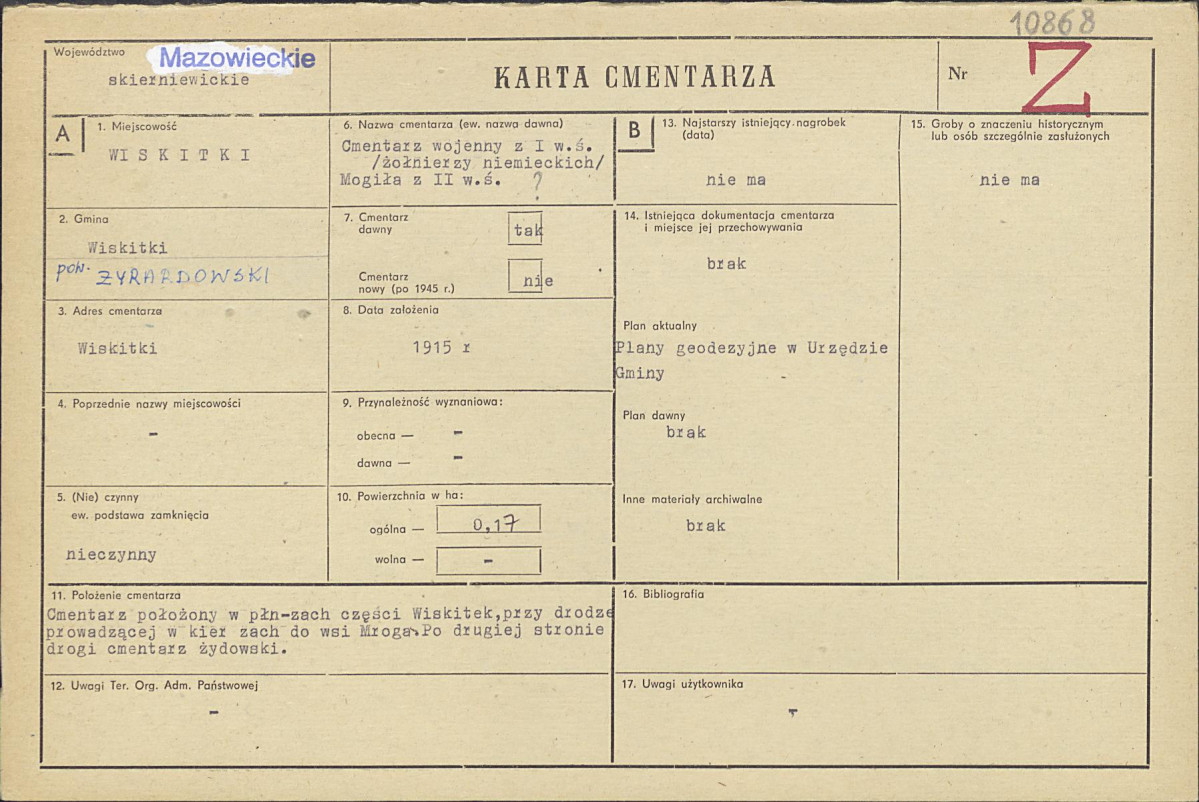 KC - Karta cmentarza, skan nr 1