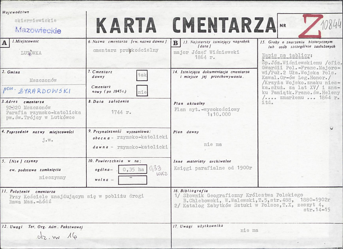 KC - Karta cmentarza, skan nr 1
