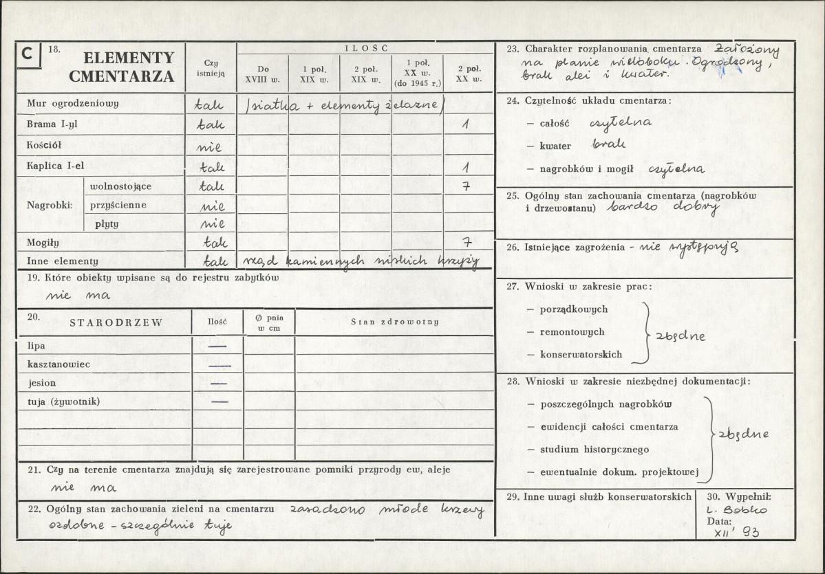 Karta cmentarza, skan nr 2