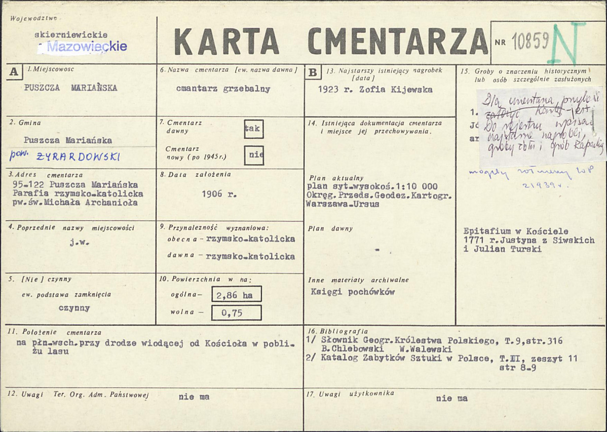 KC - Karta cmentarza, skan nr 2