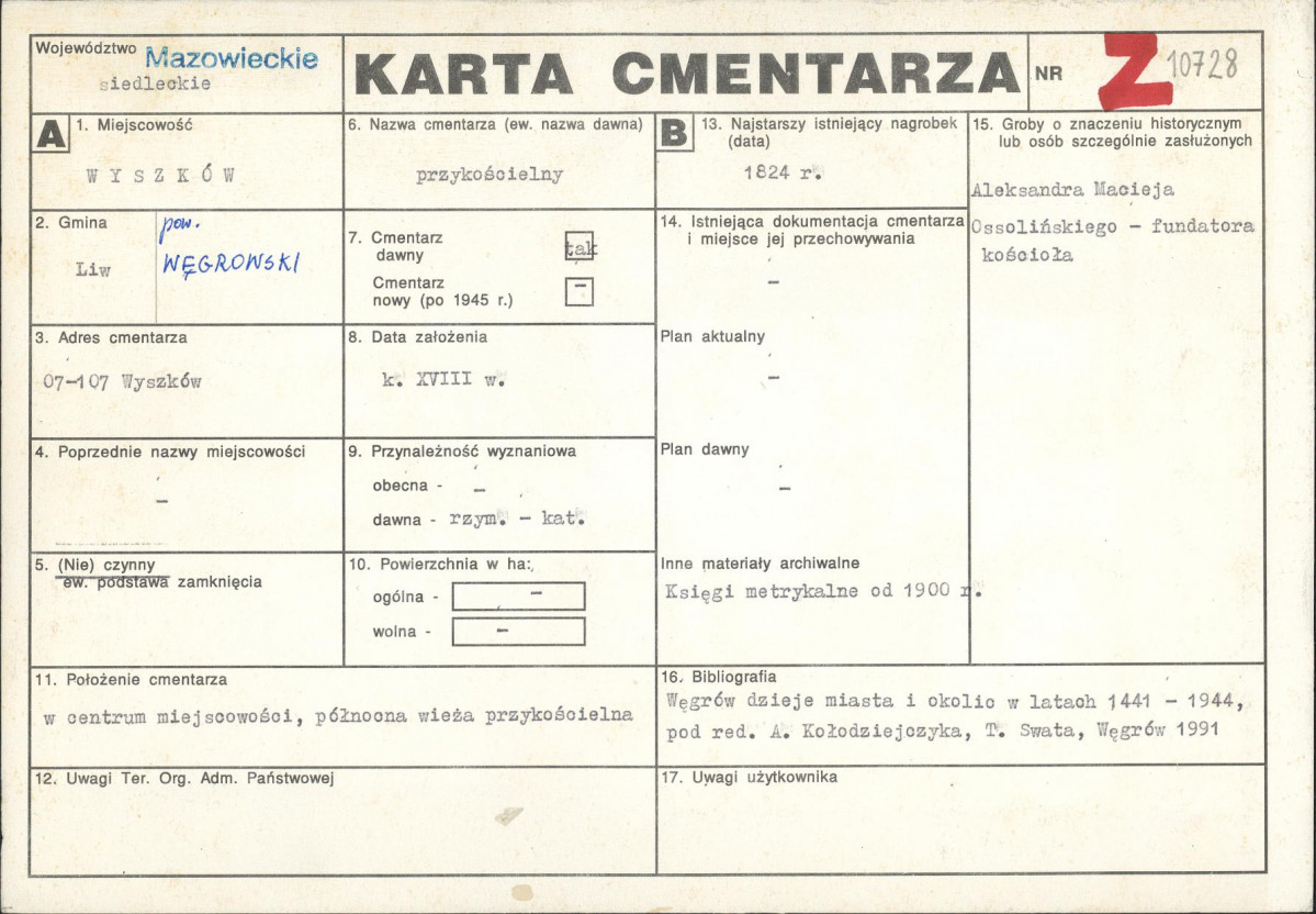 Karta cmentarza, skan nr 1