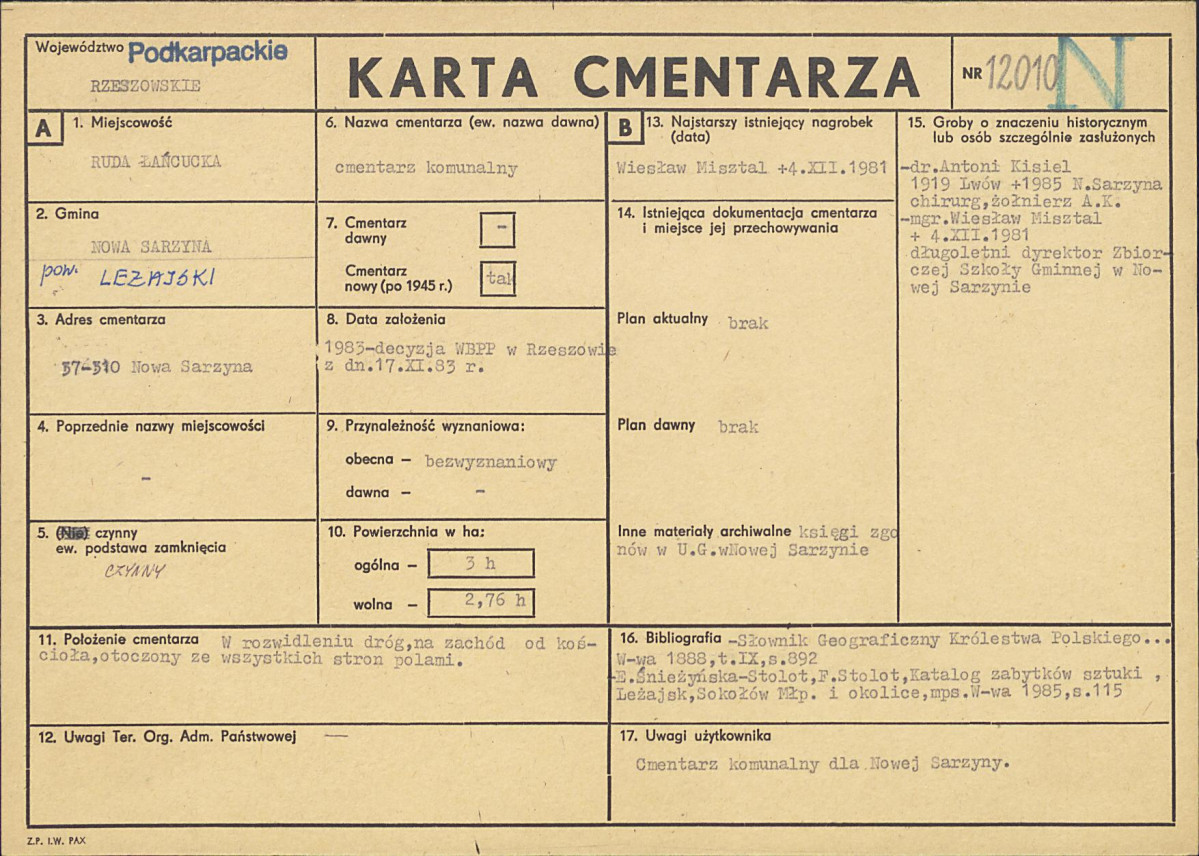 Karta cmentarza, skan nr 1