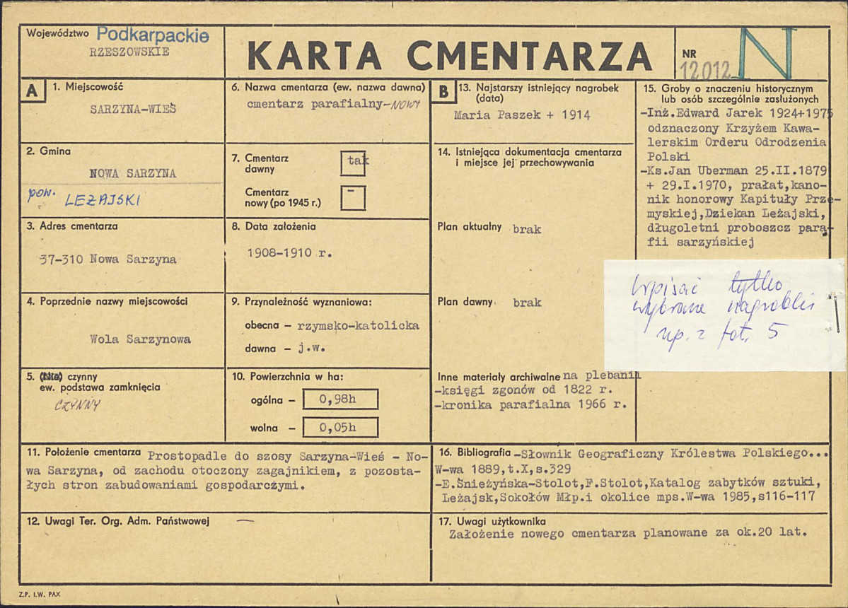 Karta cmentarza, skan nr 1