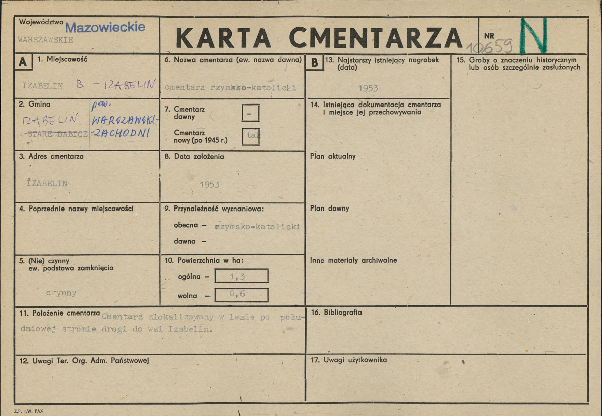 Karta cmentarza, skan nr 1