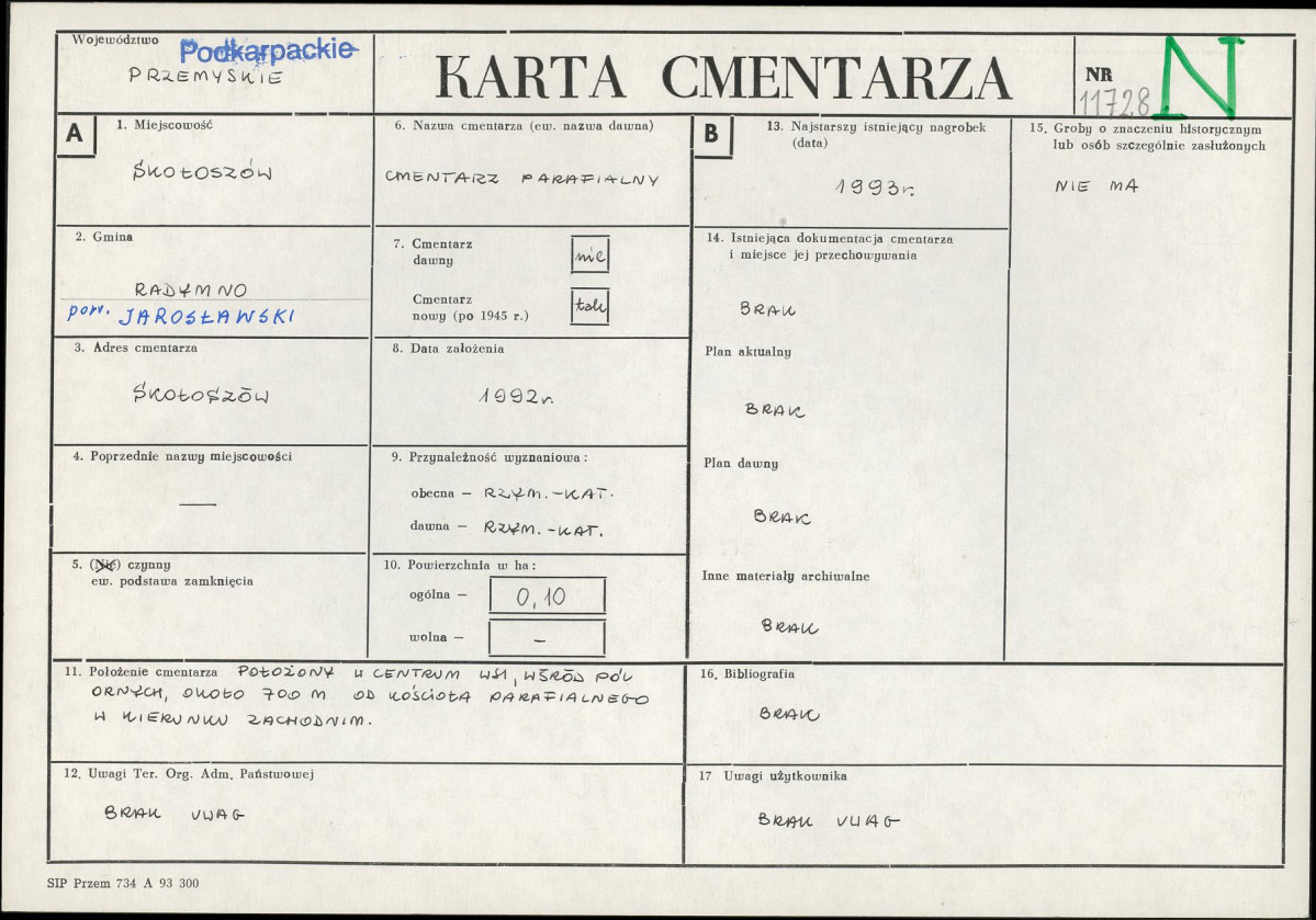 Karta cmentarza, skan nr 1