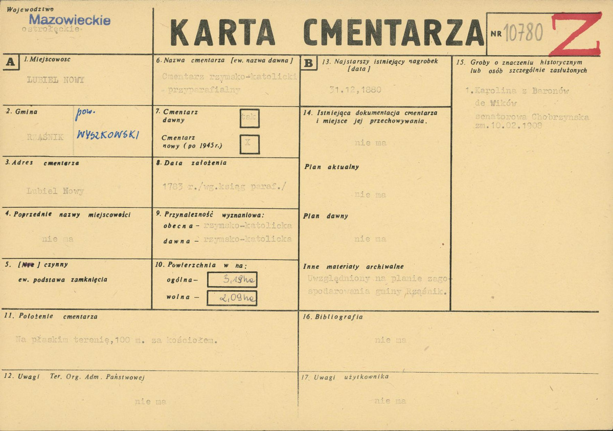 Karta cmentarza, skan nr 1