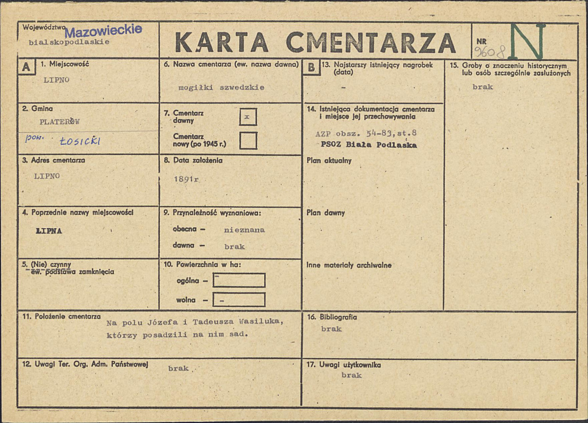 KC - Karta cmentarza, skan nr 1
