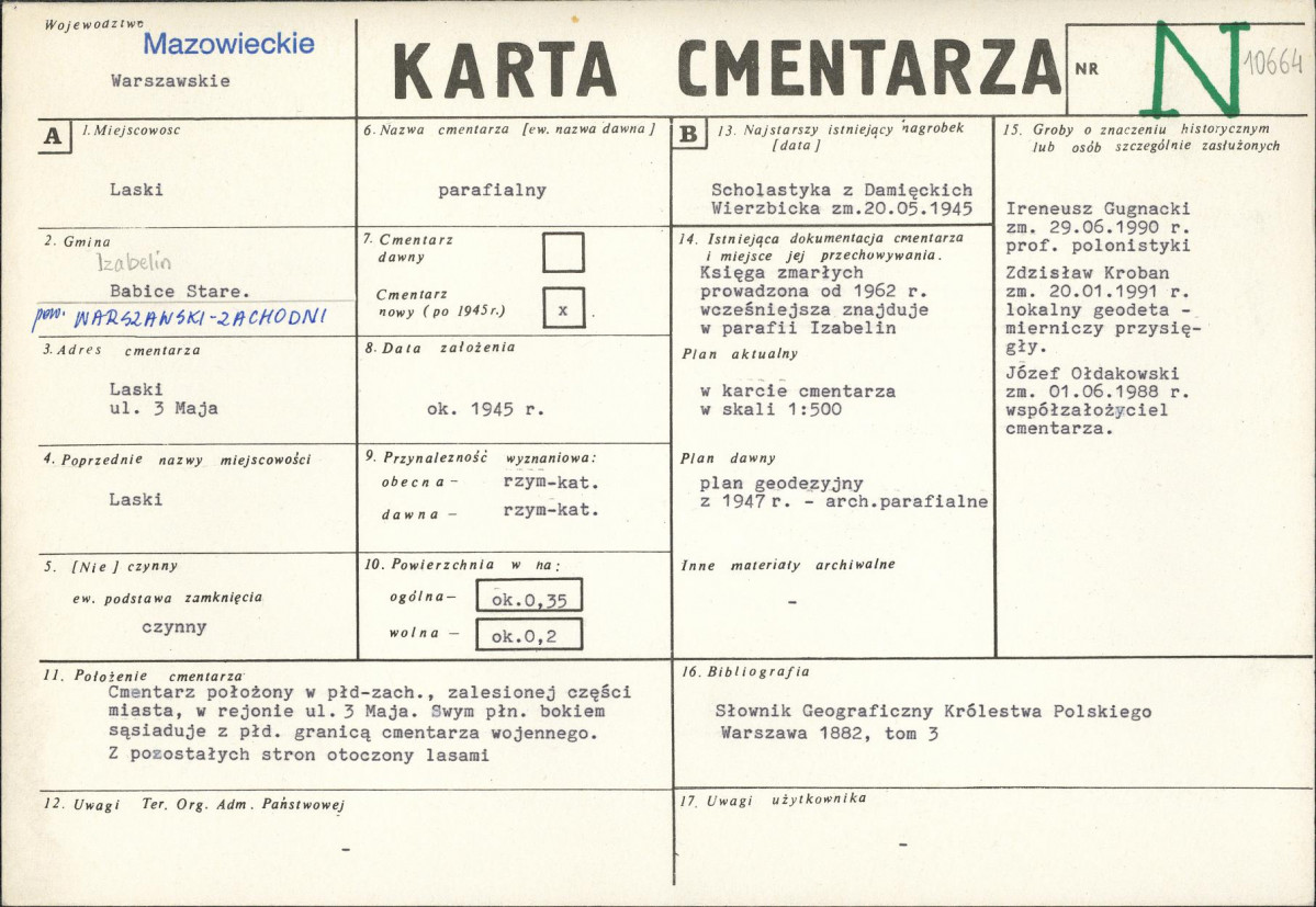 Karta cmentarza, skan nr 1