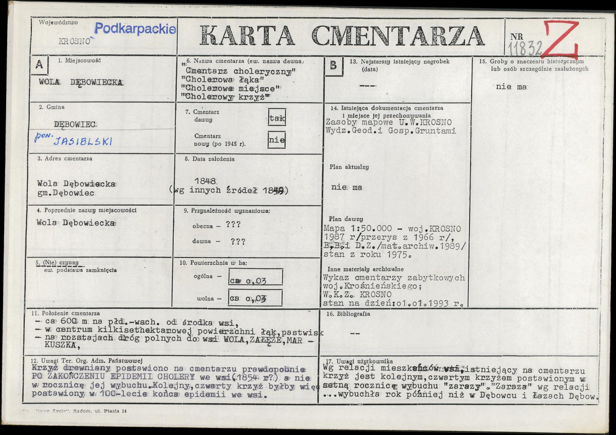 KC - Karta cmentarza, skan nr 1