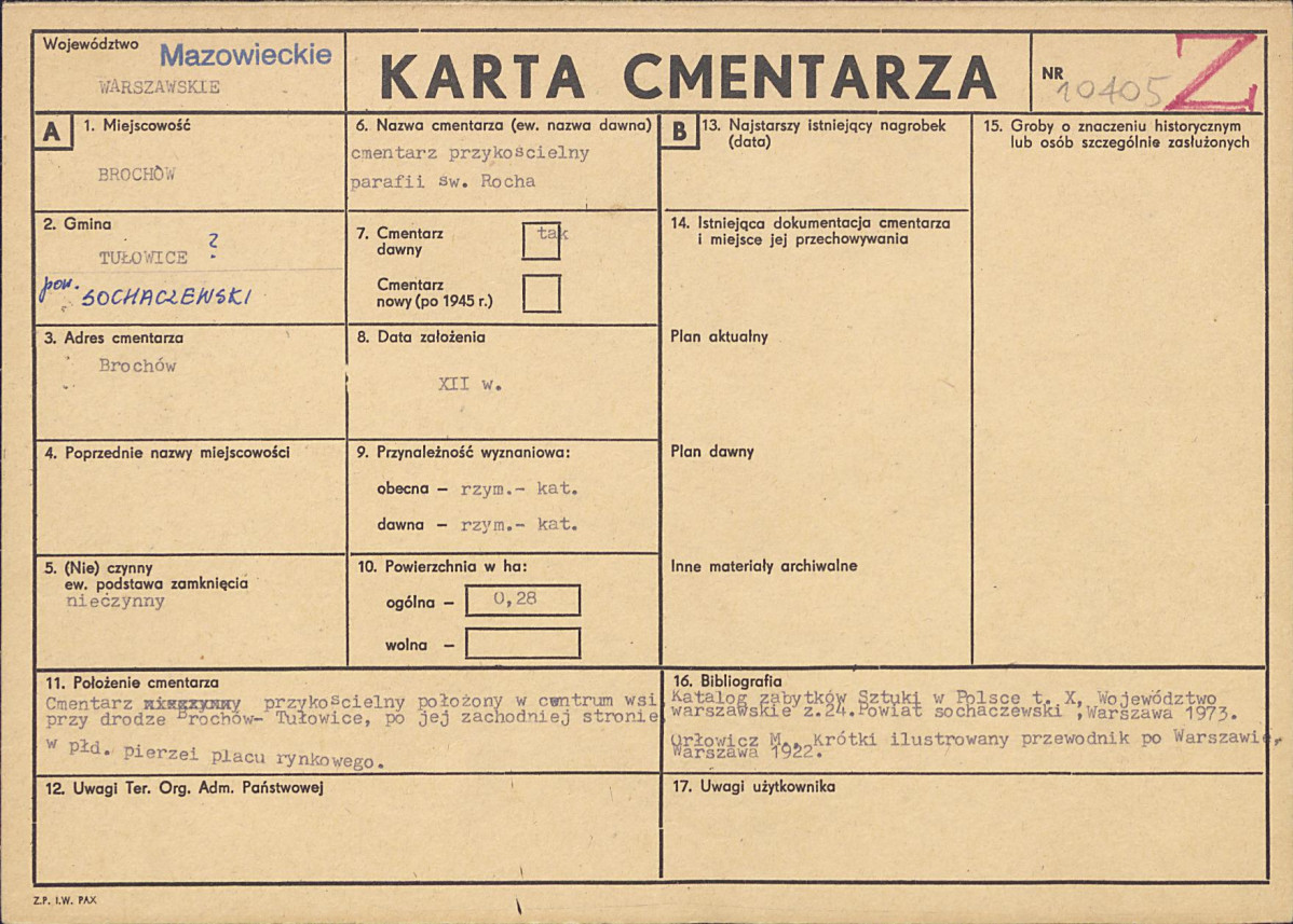Karta cmentarza, skan nr 1