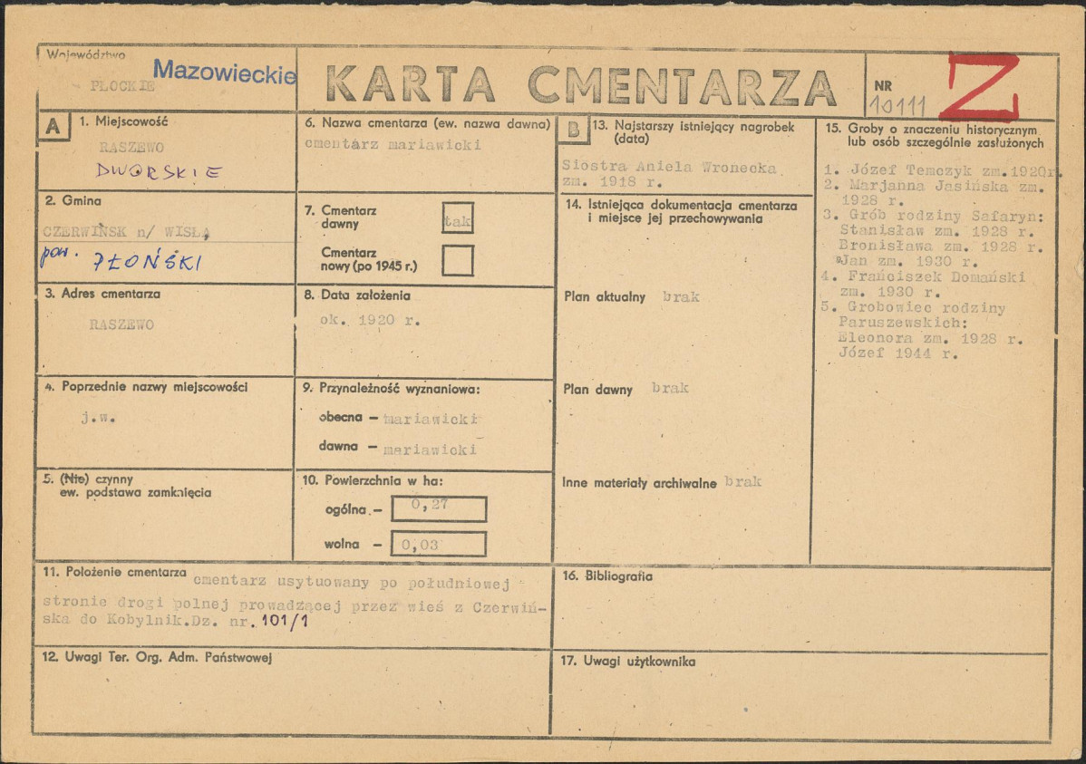 Karta cmentarza, skan nr 1