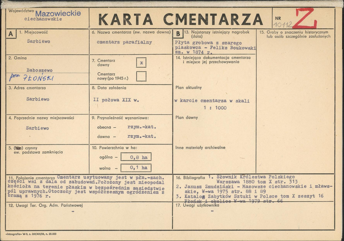 Karta cmentarza, skan nr 1