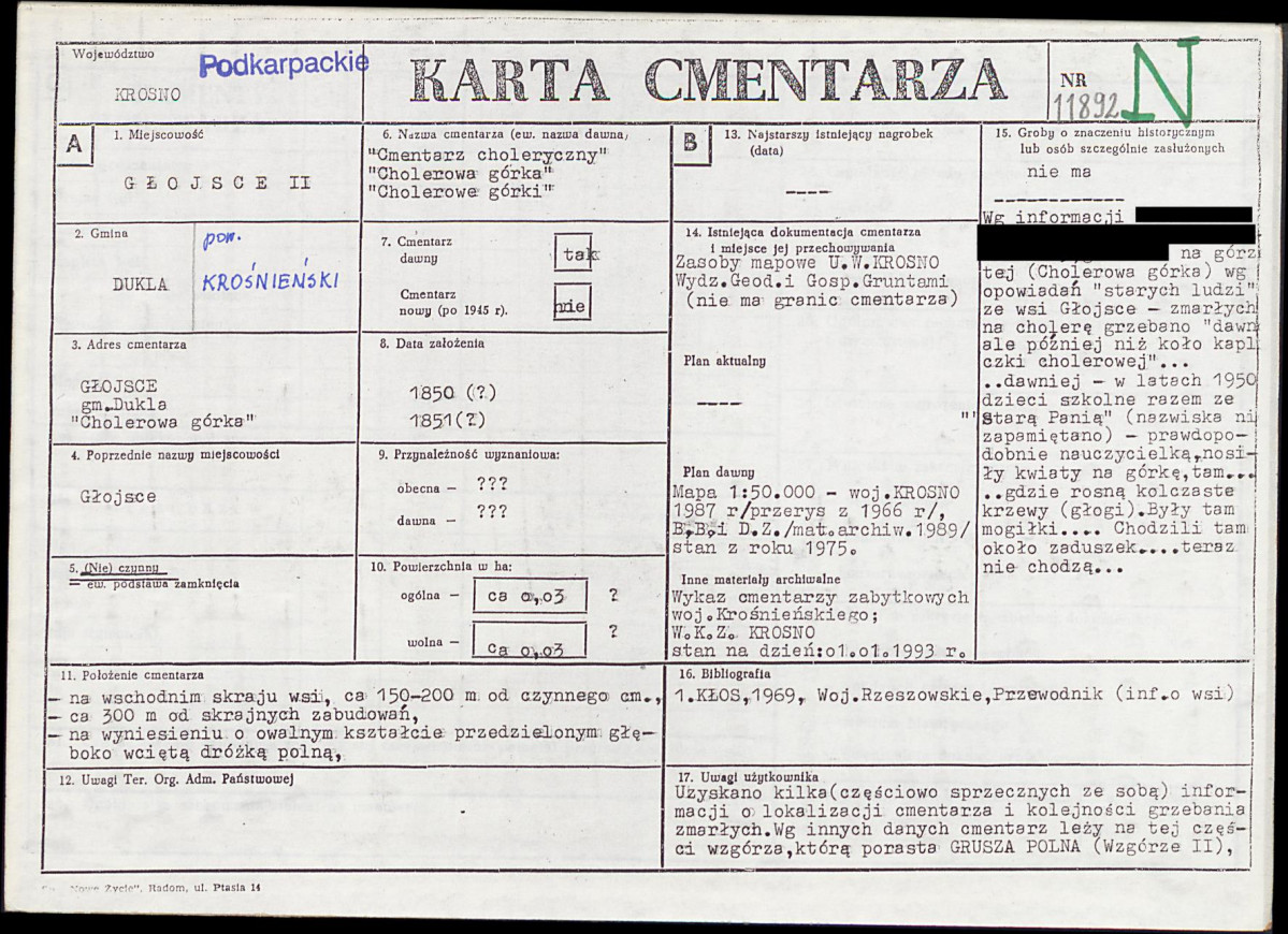 KC - Karta cmentarza, skan nr 1