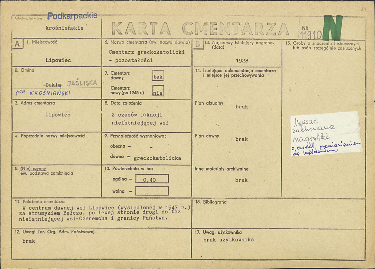 Karta cmentarza, skan nr 1