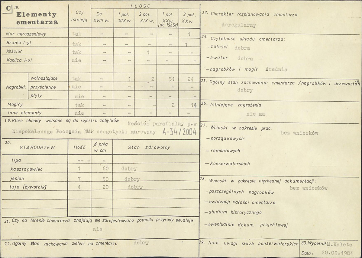 KC - Karta cmentarza, skan nr 2