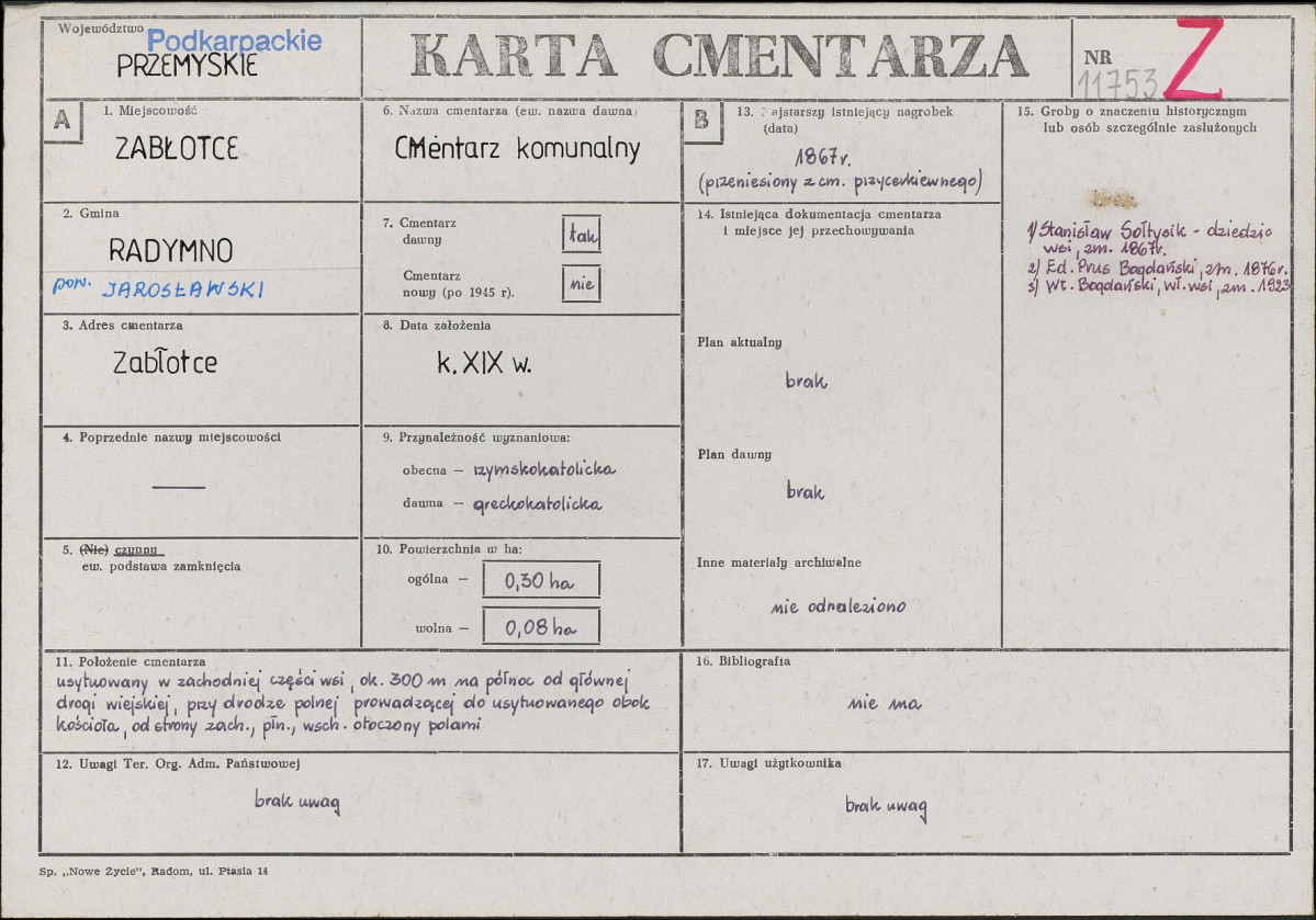 Karta cmentarza, skan nr 1