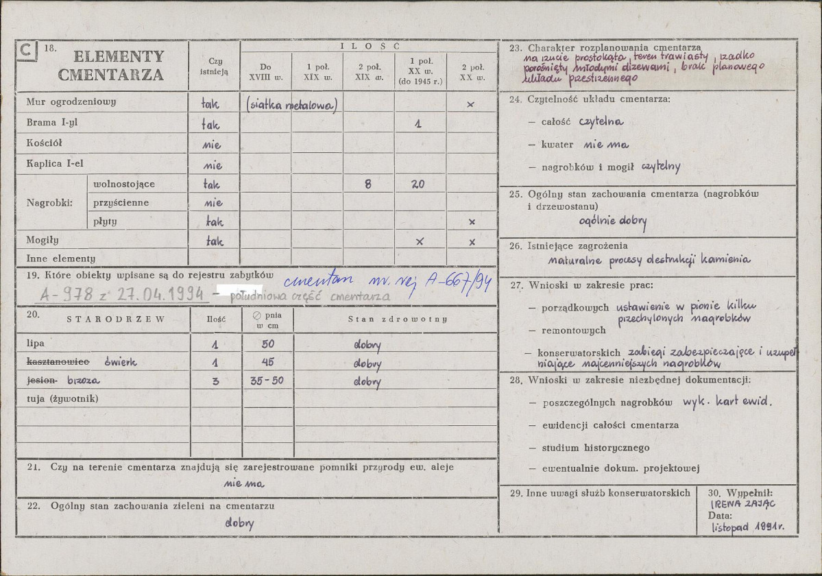 Karta cmentarza, skan nr 2