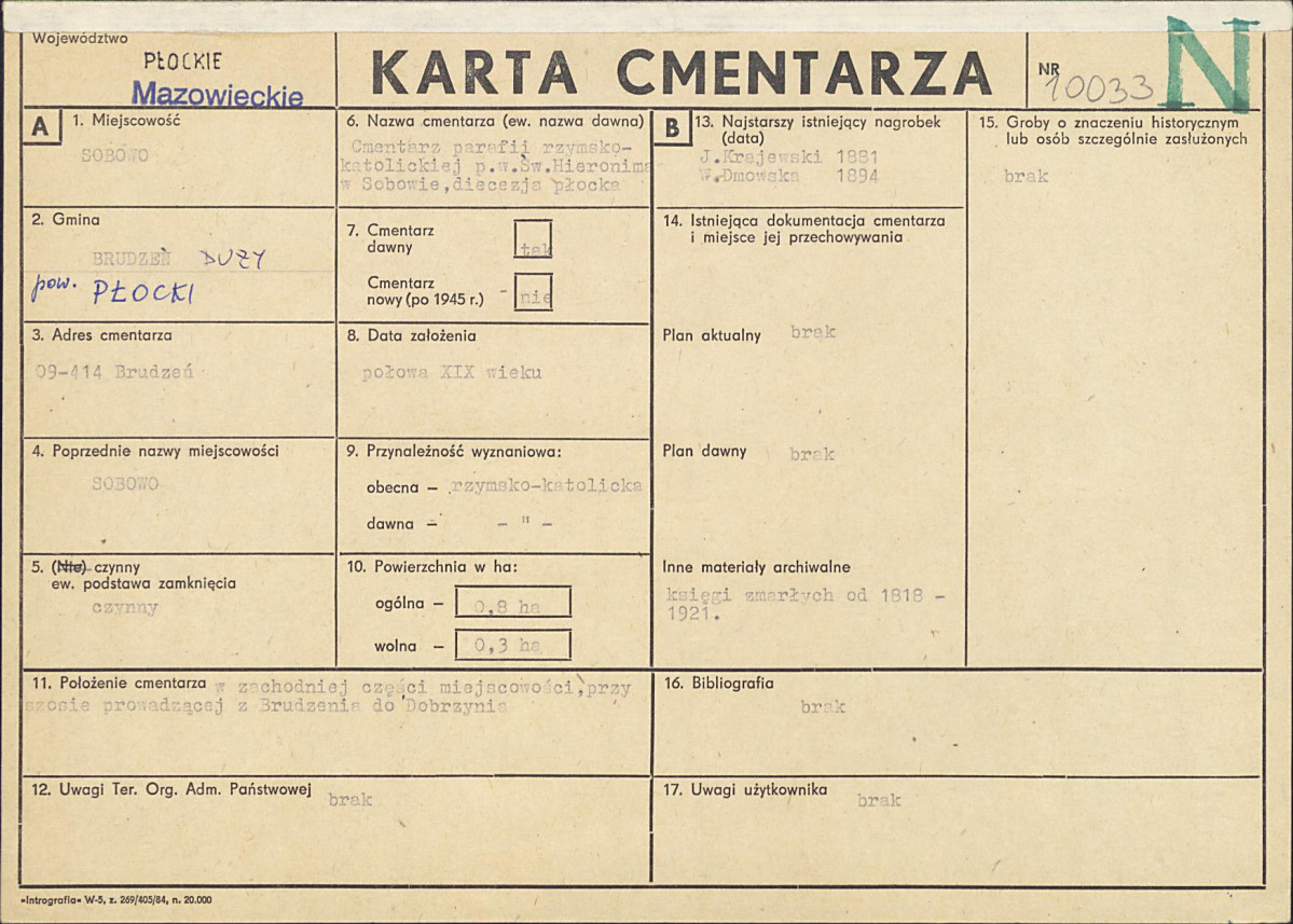 Karta cmentarza, skan nr 1