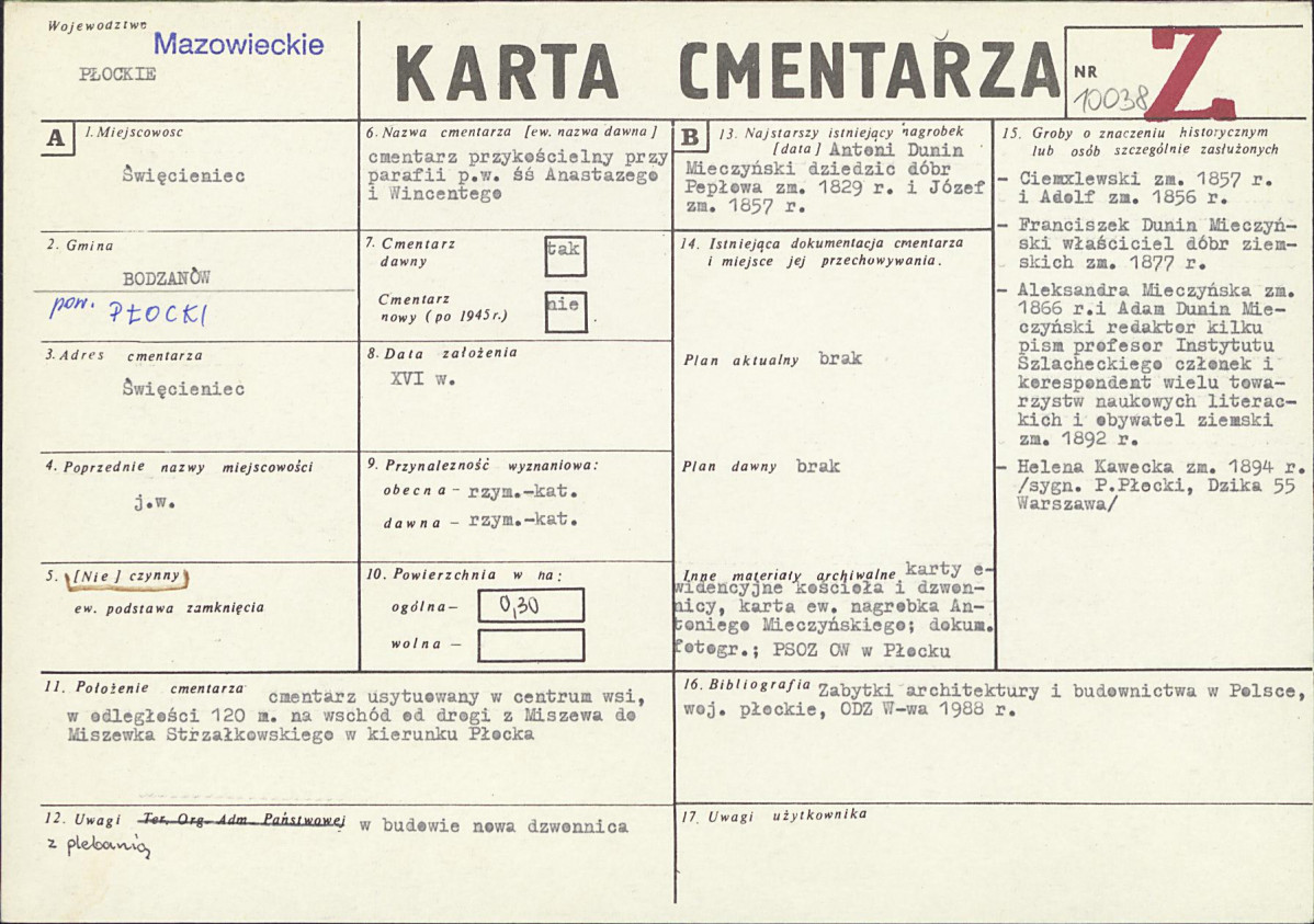 Karta cmentarza, skan nr 1