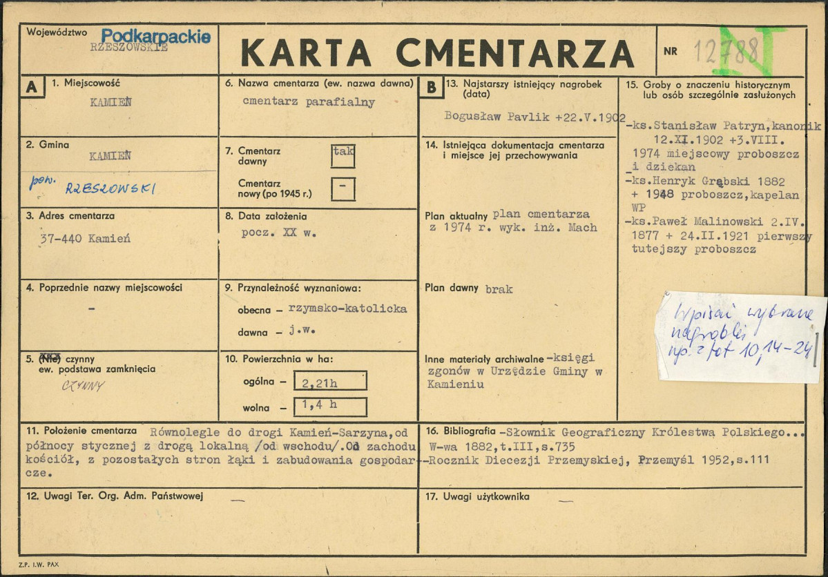 Karta cmentarza, skan nr 1
