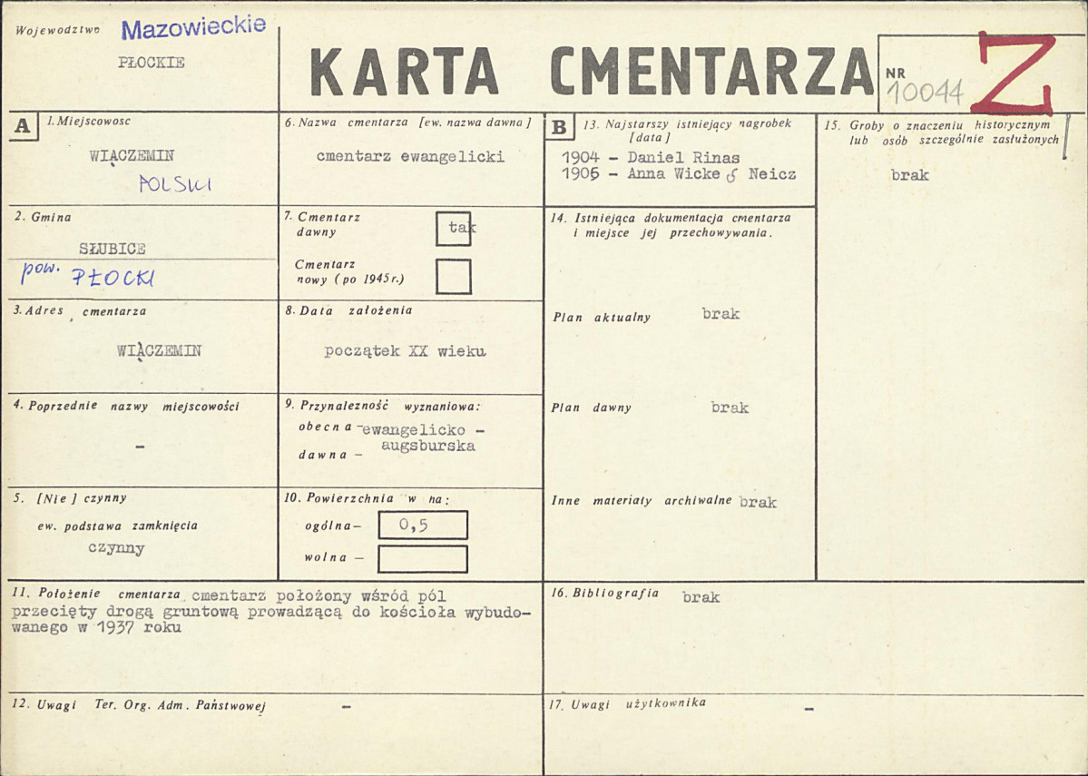 Karta cmentarza, skan nr 1