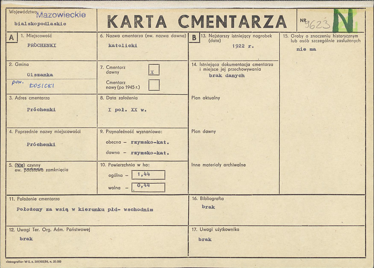 KC - Karta cmentarza, skan nr 1