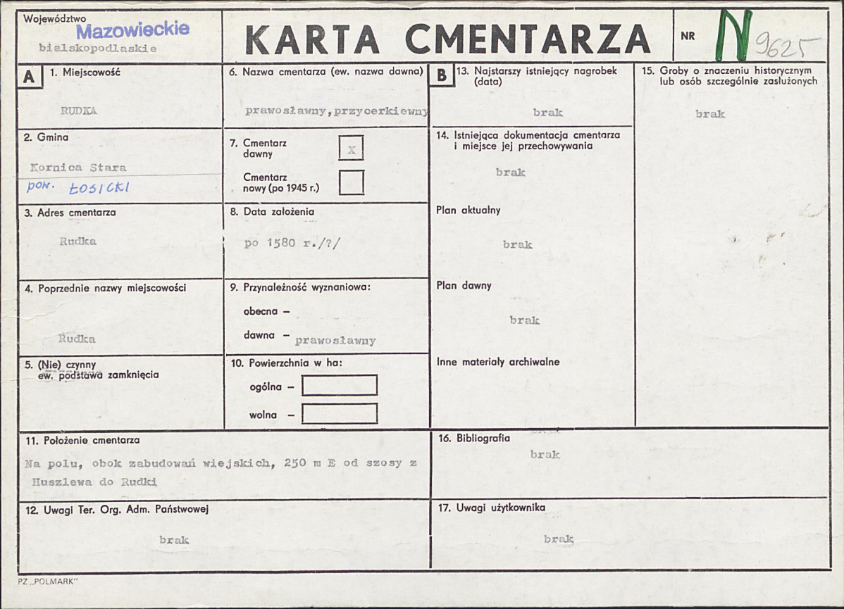 KC - Karta cmentarza, skan nr 1