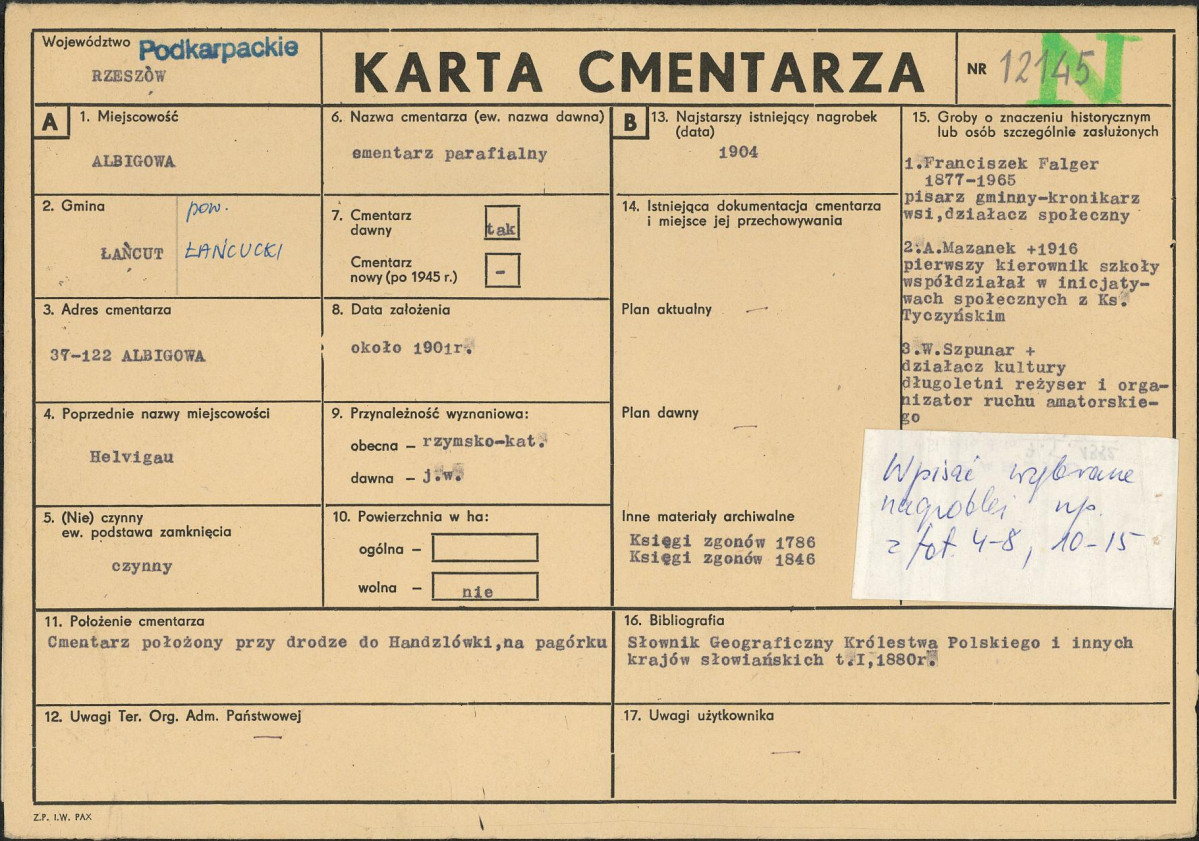 Karta cmentarza, skan nr 1