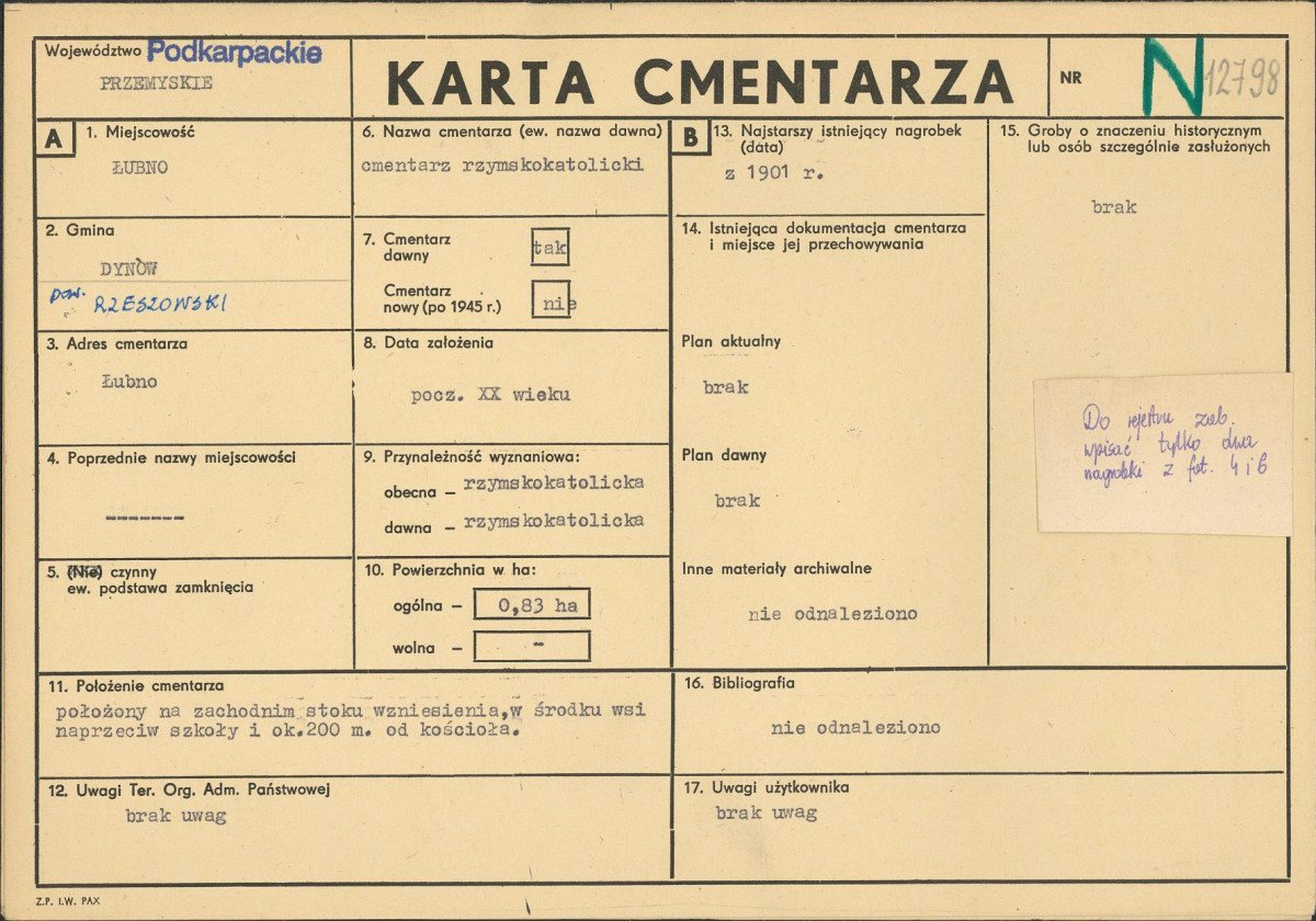 Karta cmentarza, skan nr 1